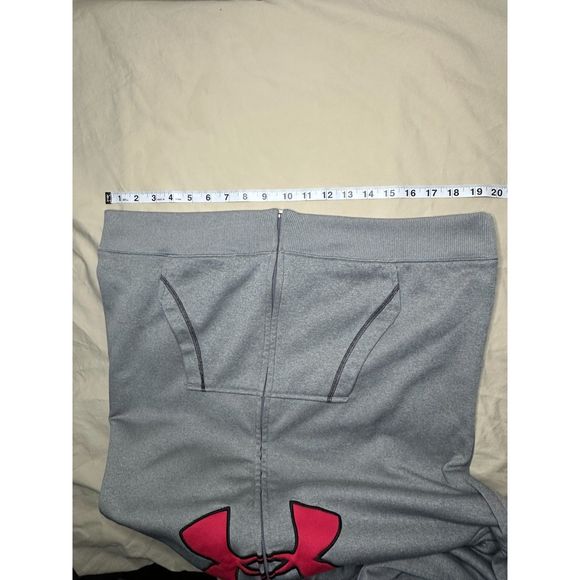Women’s Under Armour, Zip-Up Sweatshirt, L, Heather Grey w/ Bright Pink Red Logo - Picture 15 of 16